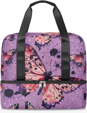 Butterfly Themed Travel Duffel Bag Dry Wet Separated Sports Tote Travel Duffle Bag Gym Workout Bag Women Travel Duffel Bag for Women, Travel, Gym, Work