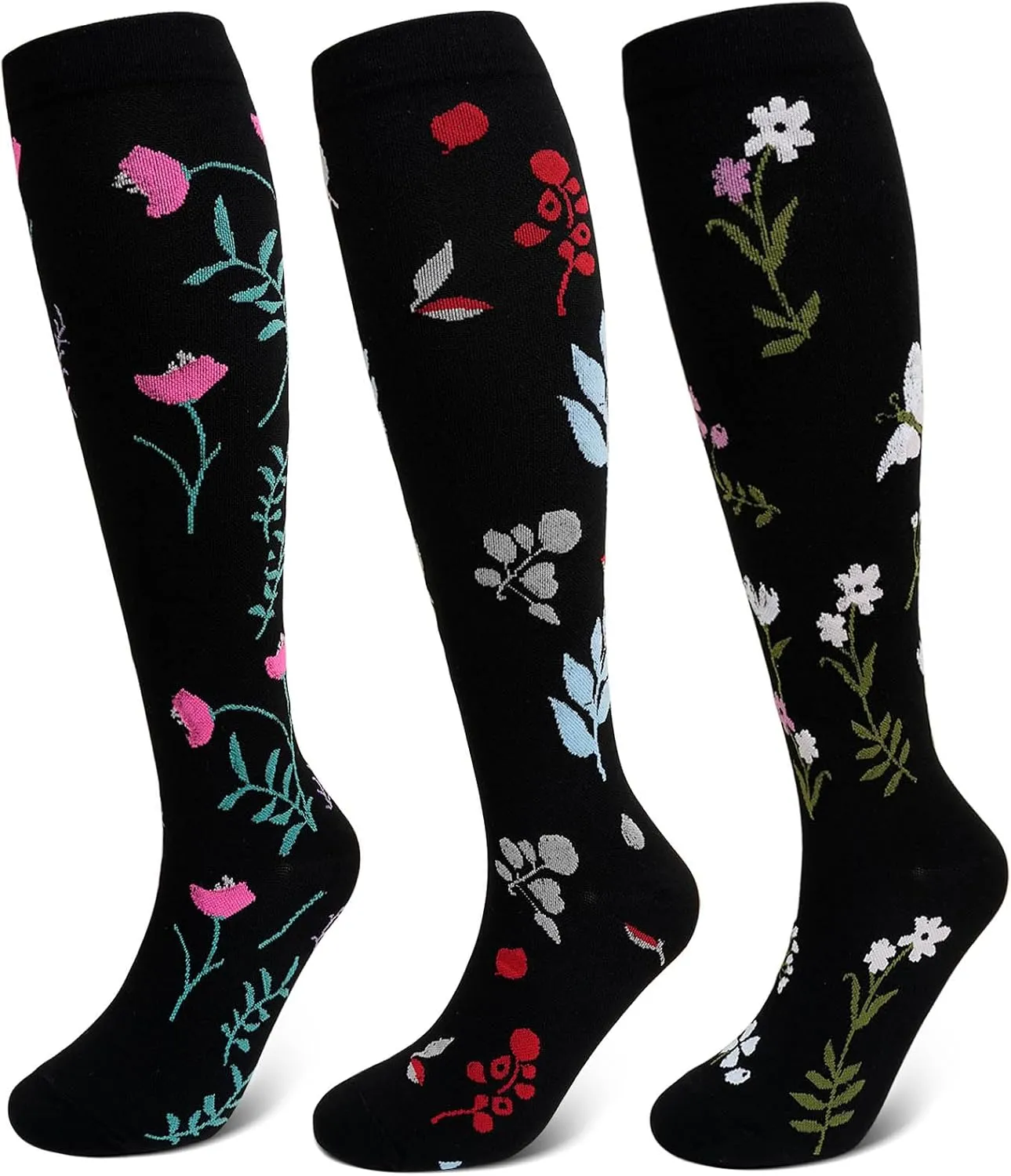CaiDieNu Plus Size Compression Socks: Wide Calf Compression Socks for Women and Men Knee High Pregnant Nurses Running Travel
