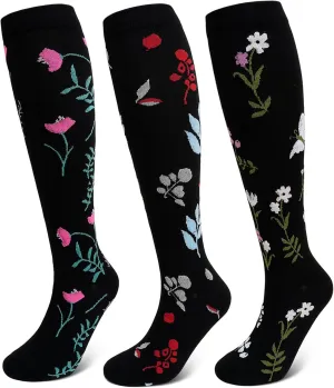 CaiDieNu Plus Size Compression Socks: Wide Calf Compression Socks for Women and Men Knee High Pregnant Nurses Running Travel