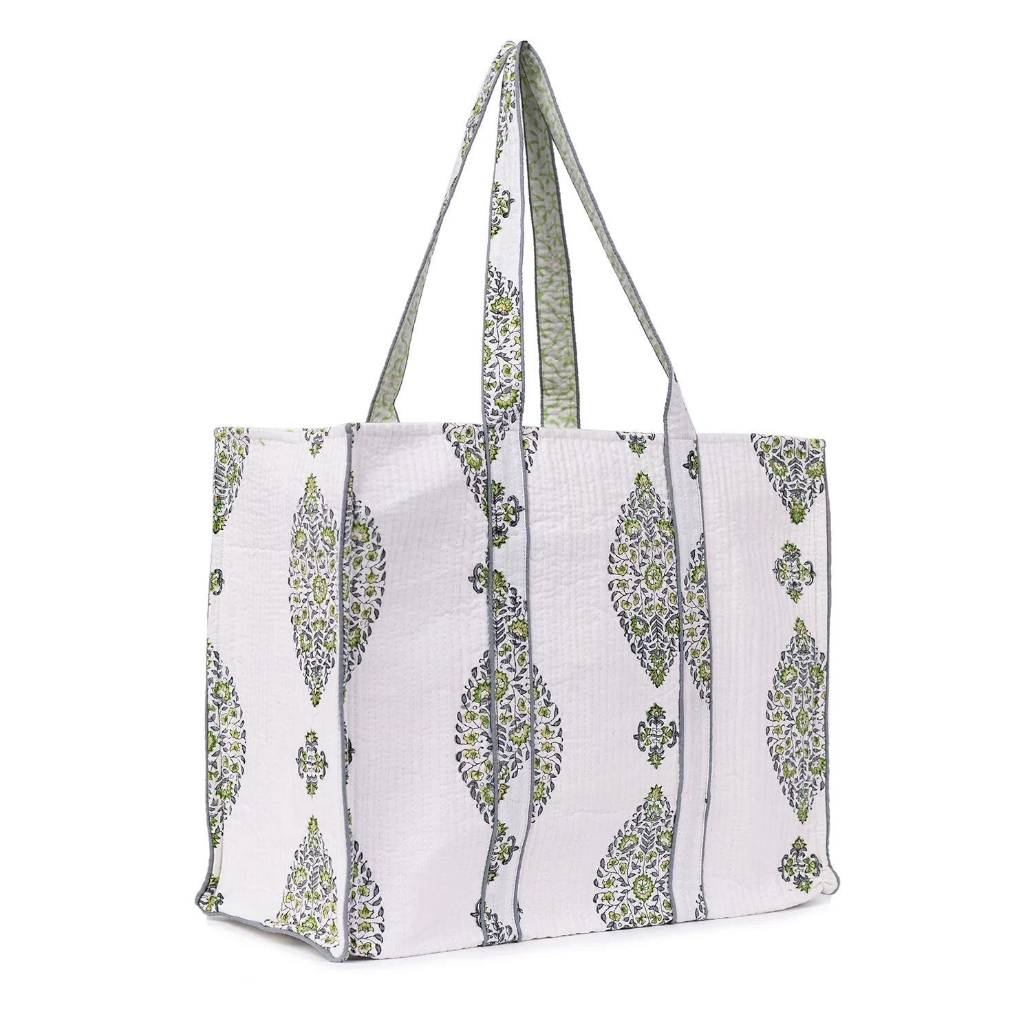 CALICO BUTTI GREEN QUILTED TOTE BAG