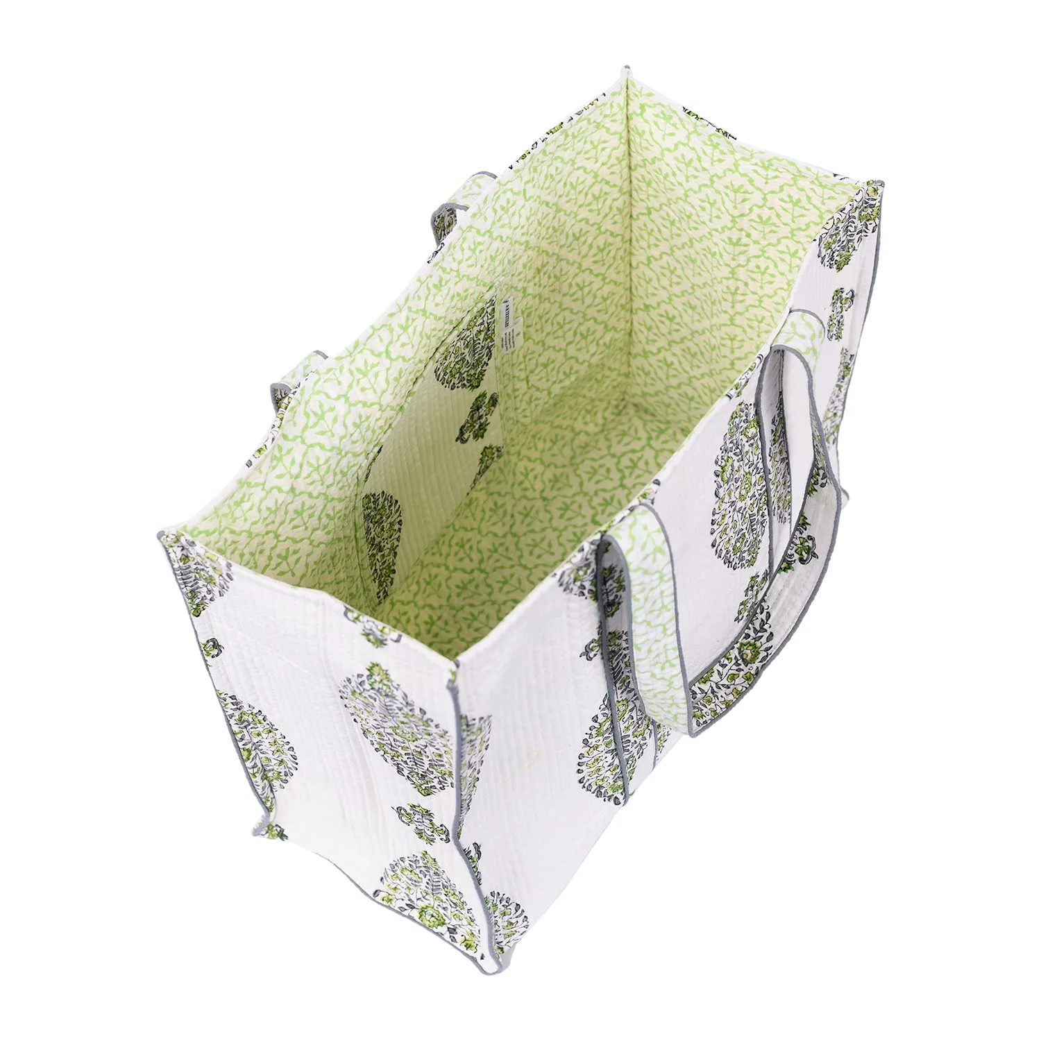 CALICO BUTTI GREEN QUILTED TOTE BAG