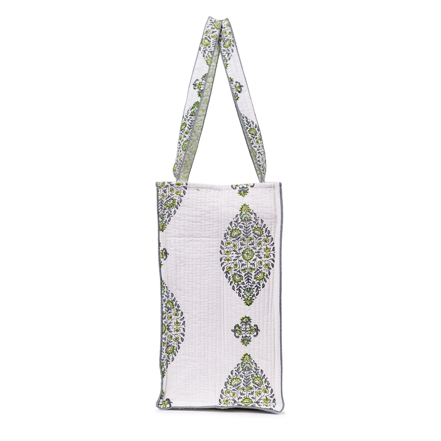 CALICO BUTTI GREEN QUILTED TOTE BAG