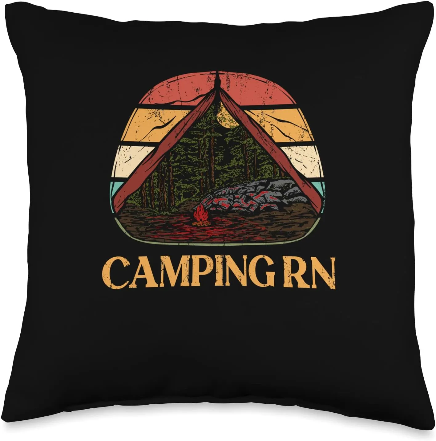 Camping RN Camper Forest Camp Jungle Vacation Wildlife Throw Pillow