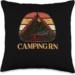 Camping RN Camper Forest Camp Jungle Vacation Wildlife Throw Pillow