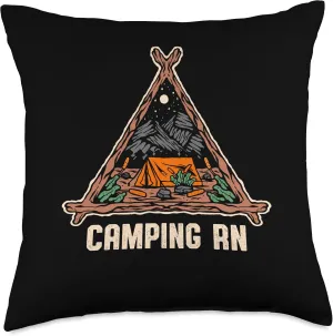 Camping RN Camper Forest Camp Jungle Vacation Wildlife Throw Pillow