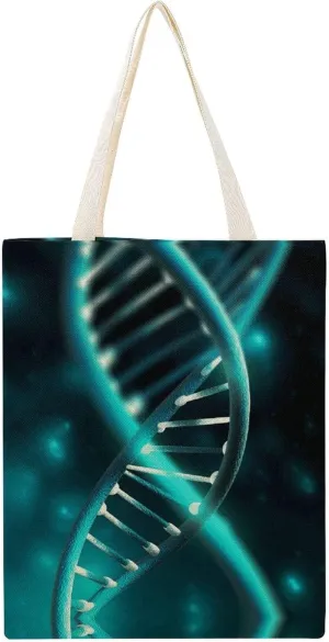 Canvas Tote Bag, Science Gene Strand Print Canvas Shoulder Bag Trendy Tote Bag All-purpose Tote Bag Reusable Market Bag
