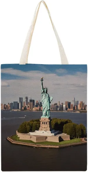 Canvas Tote Bag, Statue of Liberty in NYC Print Canvas Shoulder Bag Trendy Tote Bag All-purpose Tote Bag Reusable Market Bag