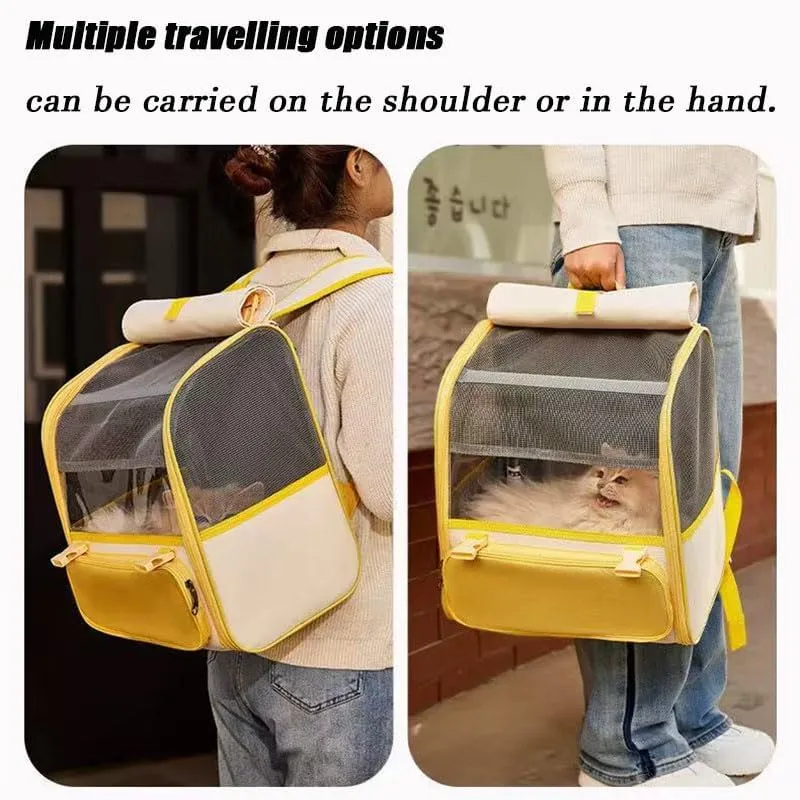 Car Cat Carrier for Toyota Urban Cruiser, Pet Carrier Travel Bag for Small Medium Cats with Mesh Ventilation, Breathable Foldable for Airplane, Car, Vet Visits,Yellow