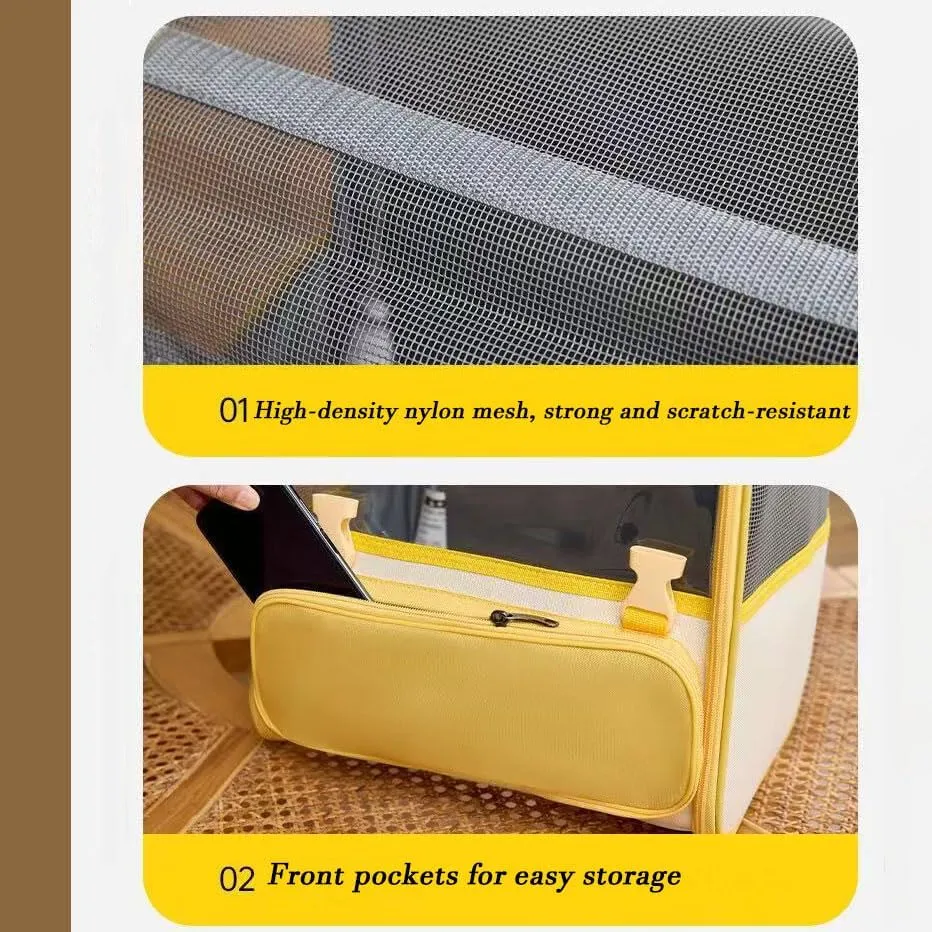 Car Cat Carrier for Toyota Urban Cruiser, Pet Carrier Travel Bag for Small Medium Cats with Mesh Ventilation, Breathable Foldable for Airplane, Car, Vet Visits,Yellow