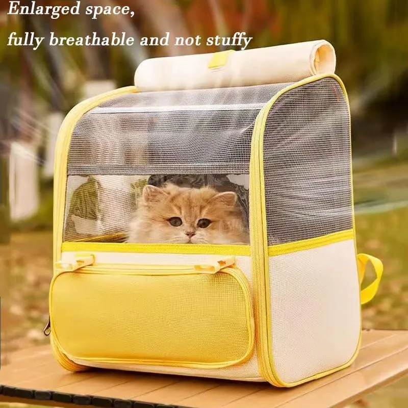 Car Cat Carrier for Toyota Urban Cruiser, Pet Carrier Travel Bag for Small Medium Cats with Mesh Ventilation, Breathable Foldable for Airplane, Car, Vet Visits,Yellow