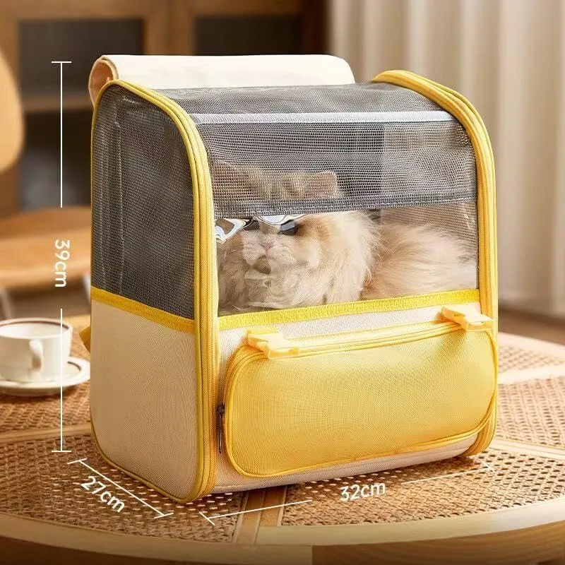 Car Cat Carrier for Toyota Urban Cruiser, Pet Carrier Travel Bag for Small Medium Cats with Mesh Ventilation, Breathable Foldable for Airplane, Car, Vet Visits,Yellow