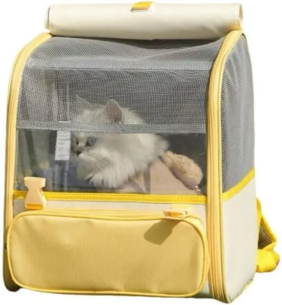 Car Cat Carrier for Toyota Urban Cruiser, Pet Carrier Travel Bag for Small Medium Cats with Mesh Ventilation, Breathable Foldable for Airplane, Car, Vet Visits,Yellow