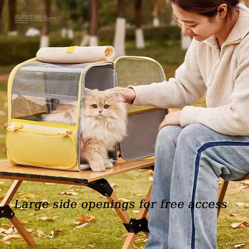 Car Cat Carrier for Toyota Urban Cruiser, Pet Carrier Travel Bag for Small Medium Cats with Mesh Ventilation, Breathable Foldable for Airplane, Car, Vet Visits,Yellow
