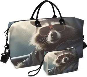 Car Raccoon Duffel Bag for Travel Gym Sport, Weekender Travel Bags Carry on Overnight Bag
