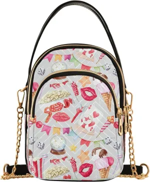 Carnival Multi Pockets Crossbody Bags for Women Zip Cell Phone Purse Wallet Bag with Detachable Shoulder Strap Zipper Purse for Women Girls Trendy Gift Traveling Working Shopping