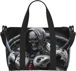 Carry On Duffle Bags Overnight Weekender Bags for Women, Mecha Skeleton Warrior Personal Item Travel Bag, Travel Essentials Sport Gym Bag for Men Women