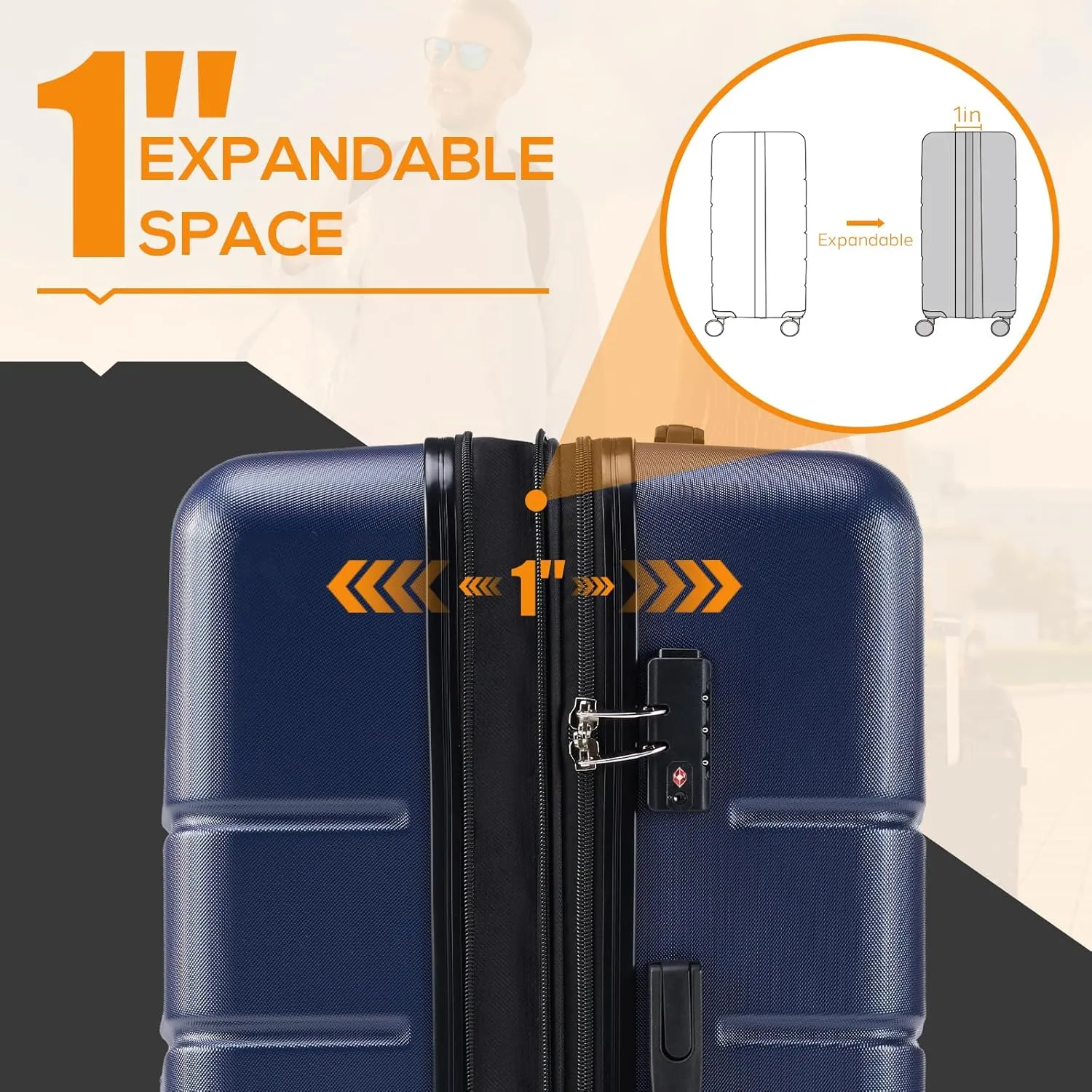 Carry-On Luggage, 20 inch Hard Shell Rolling Suitcase for Travel Expandable Lightweight with Spinner Wheels TSA Lock