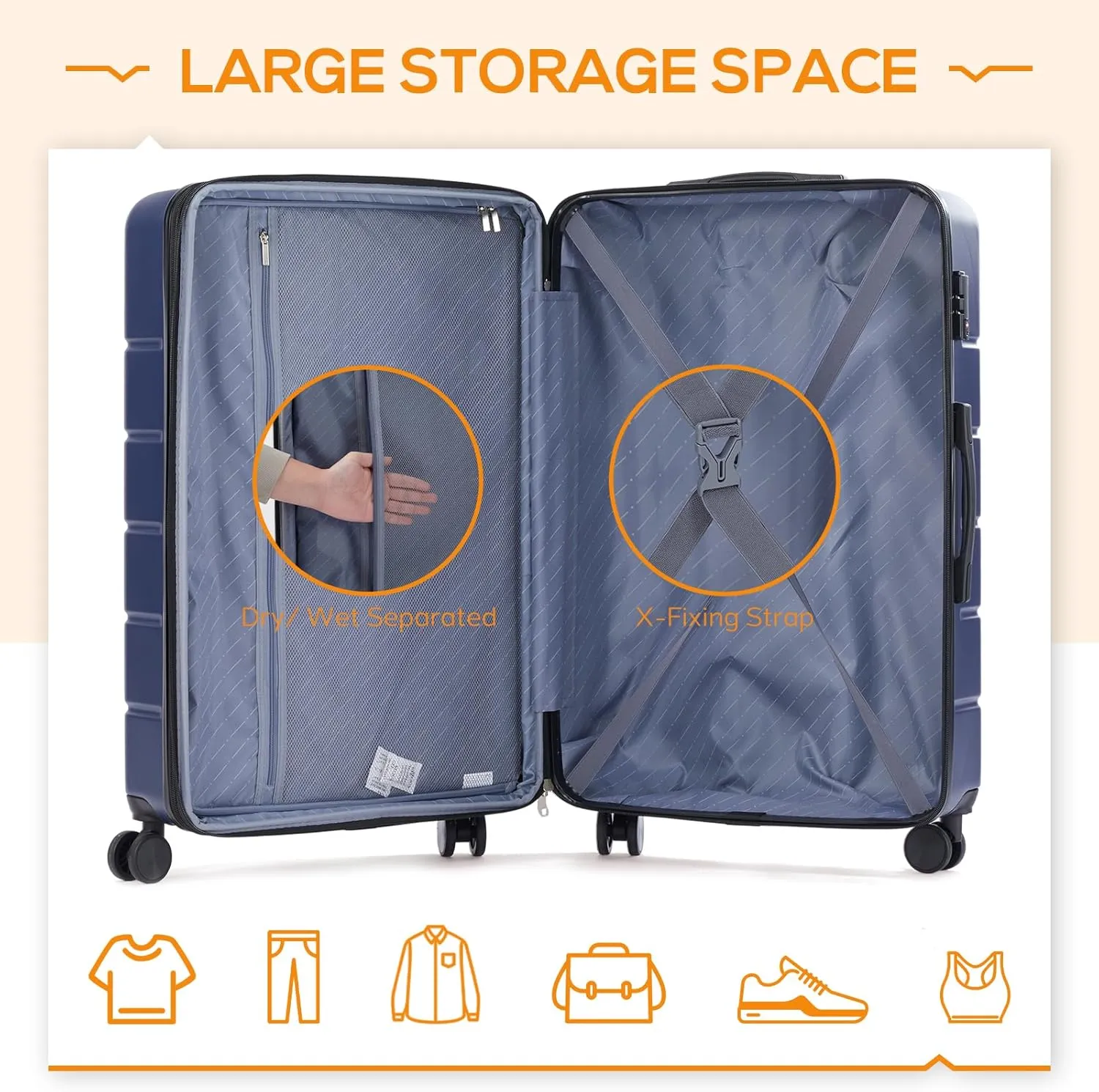 Carry-On Luggage, 20 inch Hard Shell Rolling Suitcase for Travel Expandable Lightweight with Spinner Wheels TSA Lock
