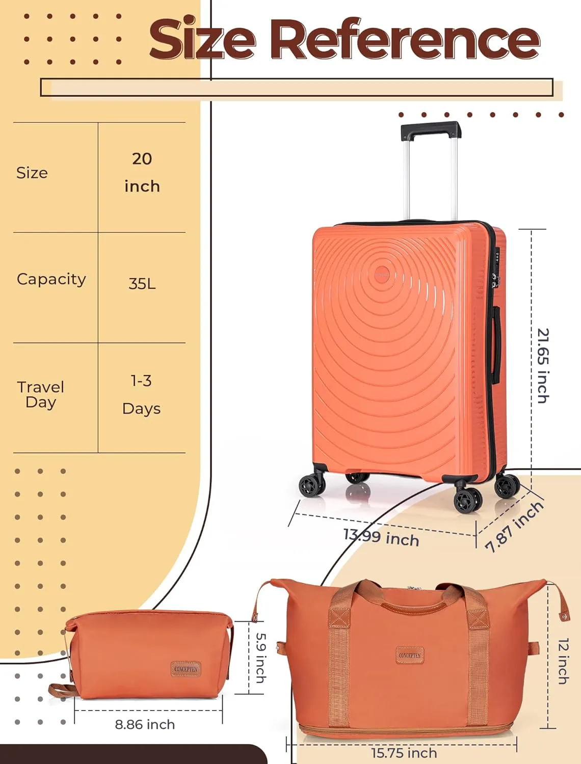 Carry On Luggage 22x14x9 Airline Approved, 20-inch Hard Shell Suitcases with Wheels, PP Lightweight Carry on Suitcase with TSA Lock
