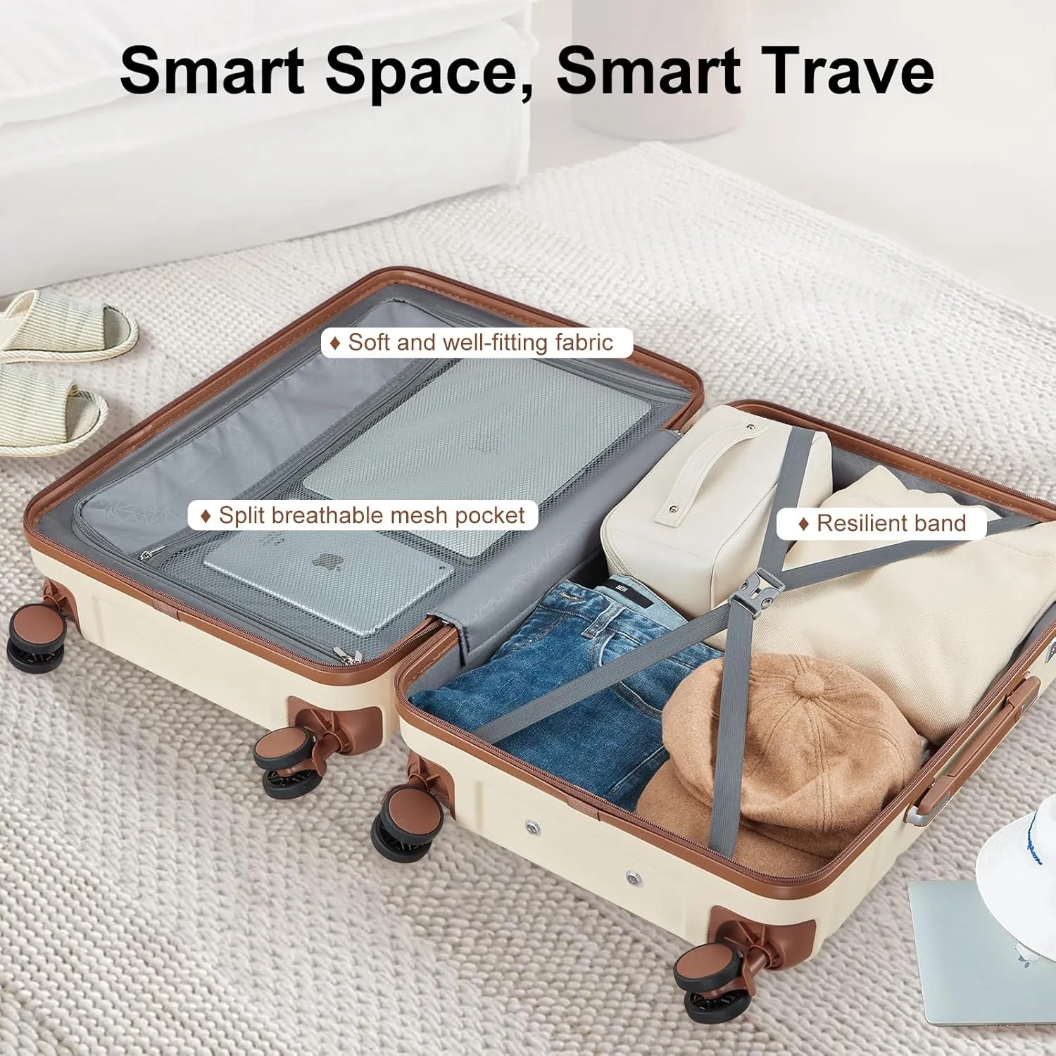 Carry On Luggage Set 22x14x9 Airline Approved， Expandable Hard Shell Suitcase with Spinner Wheels TSA Lock，3 Piece Lightweight Travel Luggage (Gray)