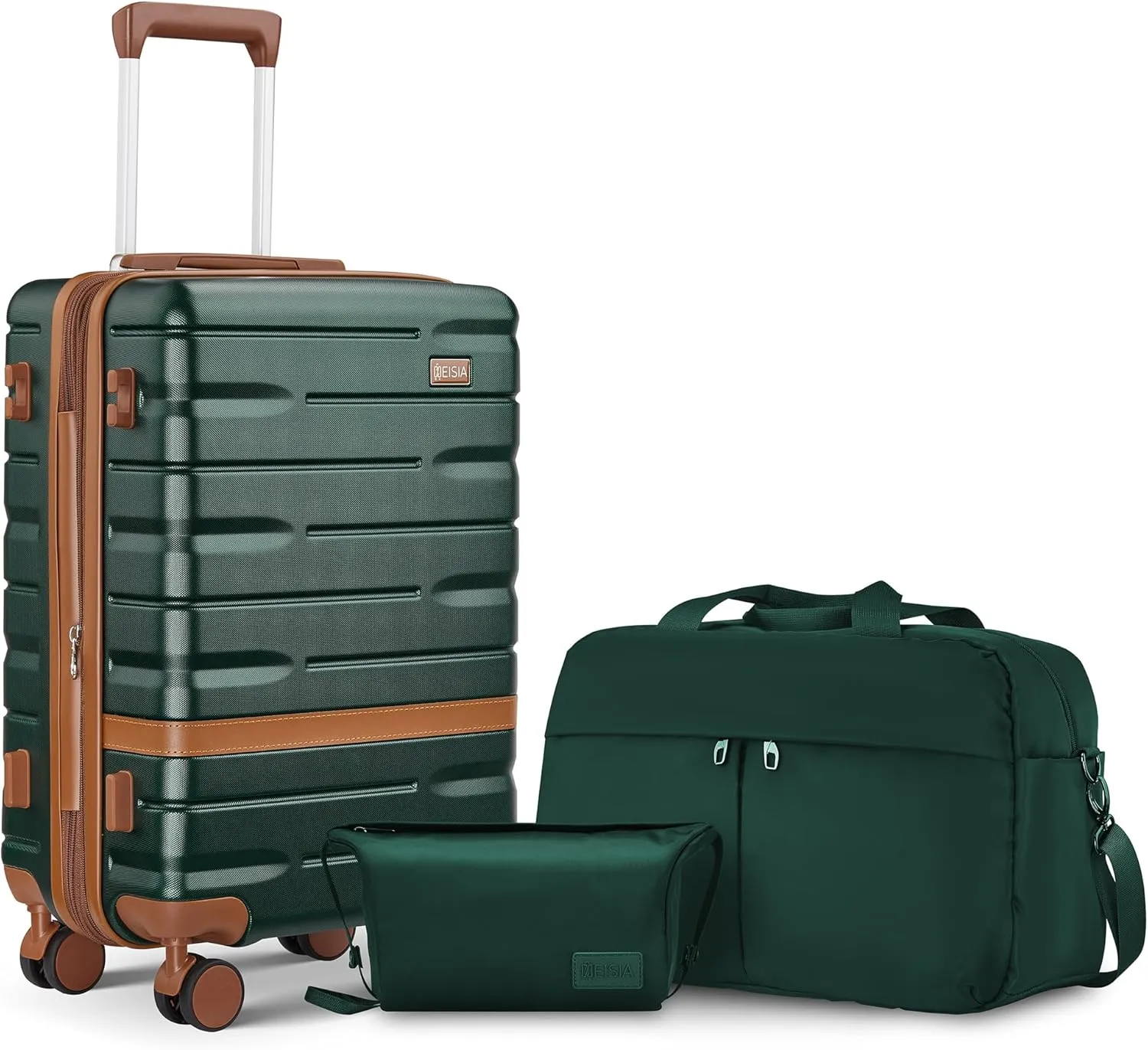 Carry On Luggage Set 22x14x9 Airline Approved， Expandable Hard Shell Suitcase with Spinner Wheels TSA Lock，3 Piece Lightweight Travel Luggage (Green)
