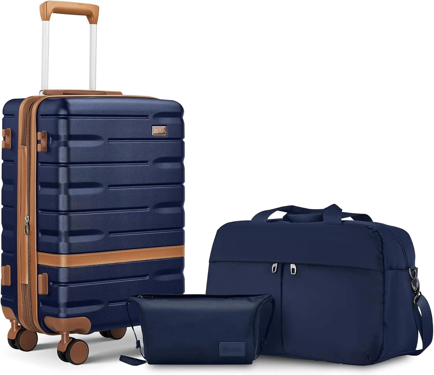 Carry On Luggage Set 22x14x9 Airline Approved， Expandable Hard Shell Suitcase with Spinner Wheels TSA Lock，3 Piece Lightweight Travel Luggage (Navy)