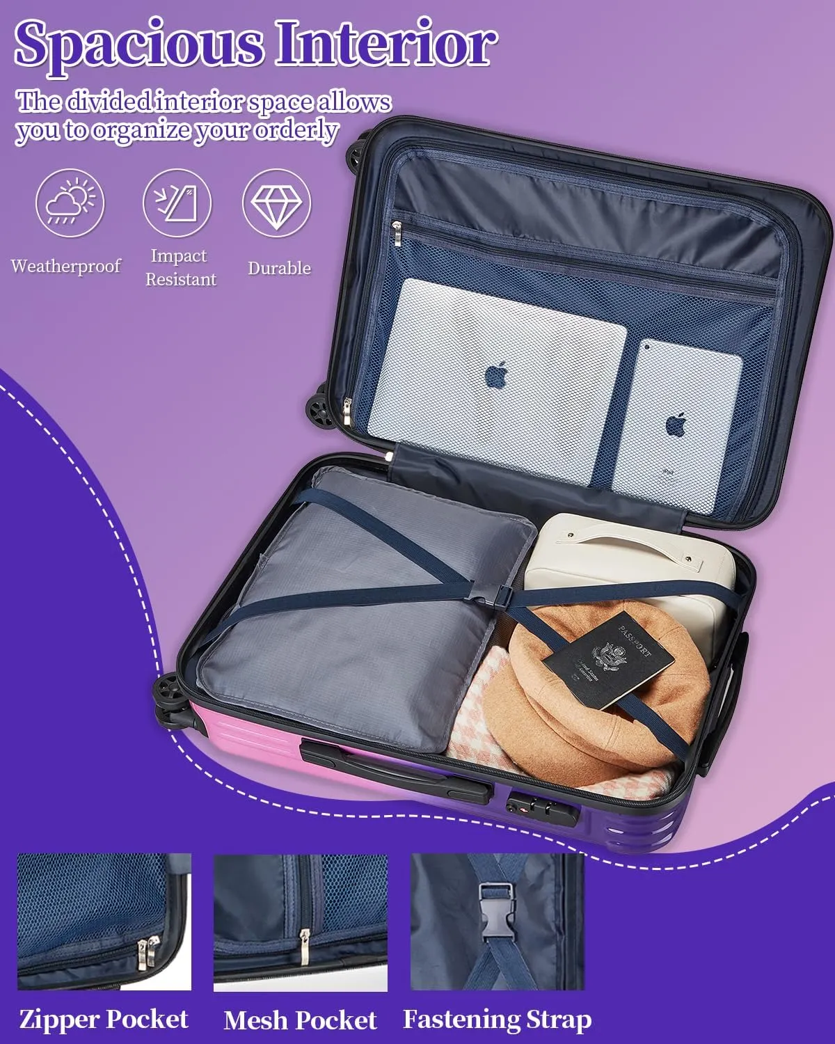 Carry On Suitcase, 20 Inch Carry On Luggage with Wheels, Hardside Large Suitcases with Wheels, TSA Lock