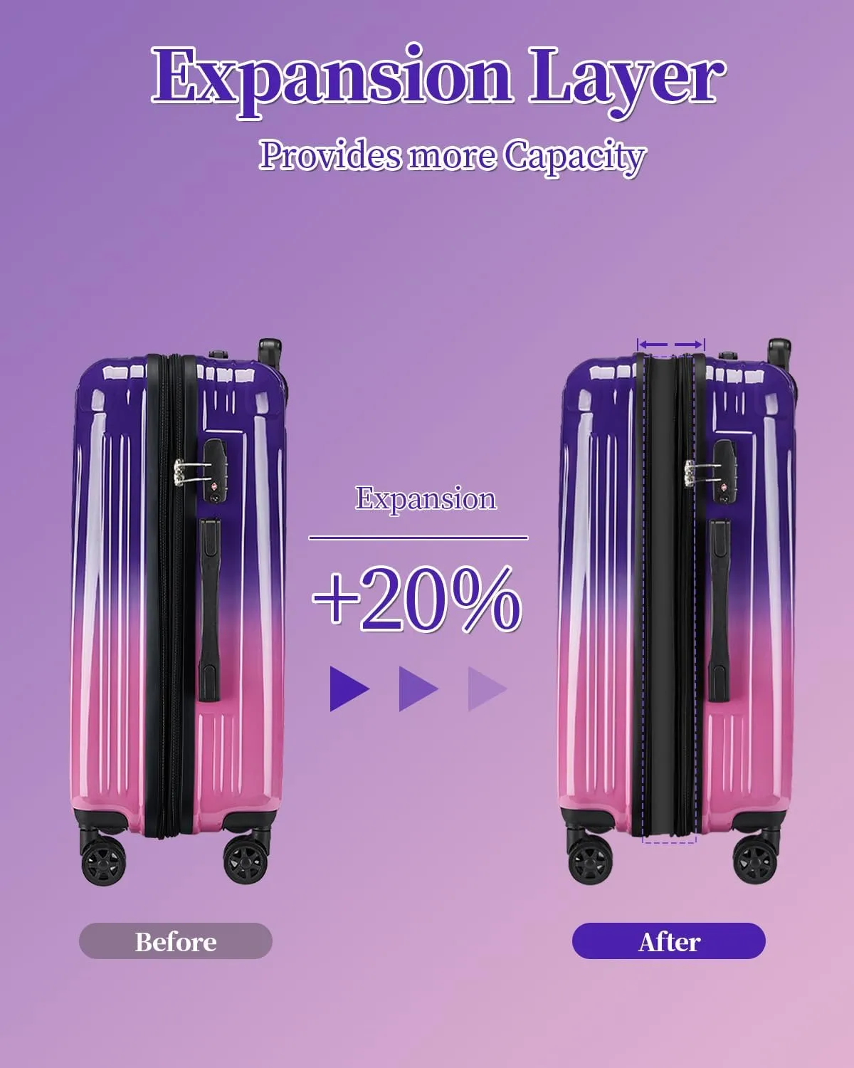 Carry On Suitcase, 20 Inch Carry On Luggage with Wheels, Hardside Large Suitcases with Wheels, TSA Lock