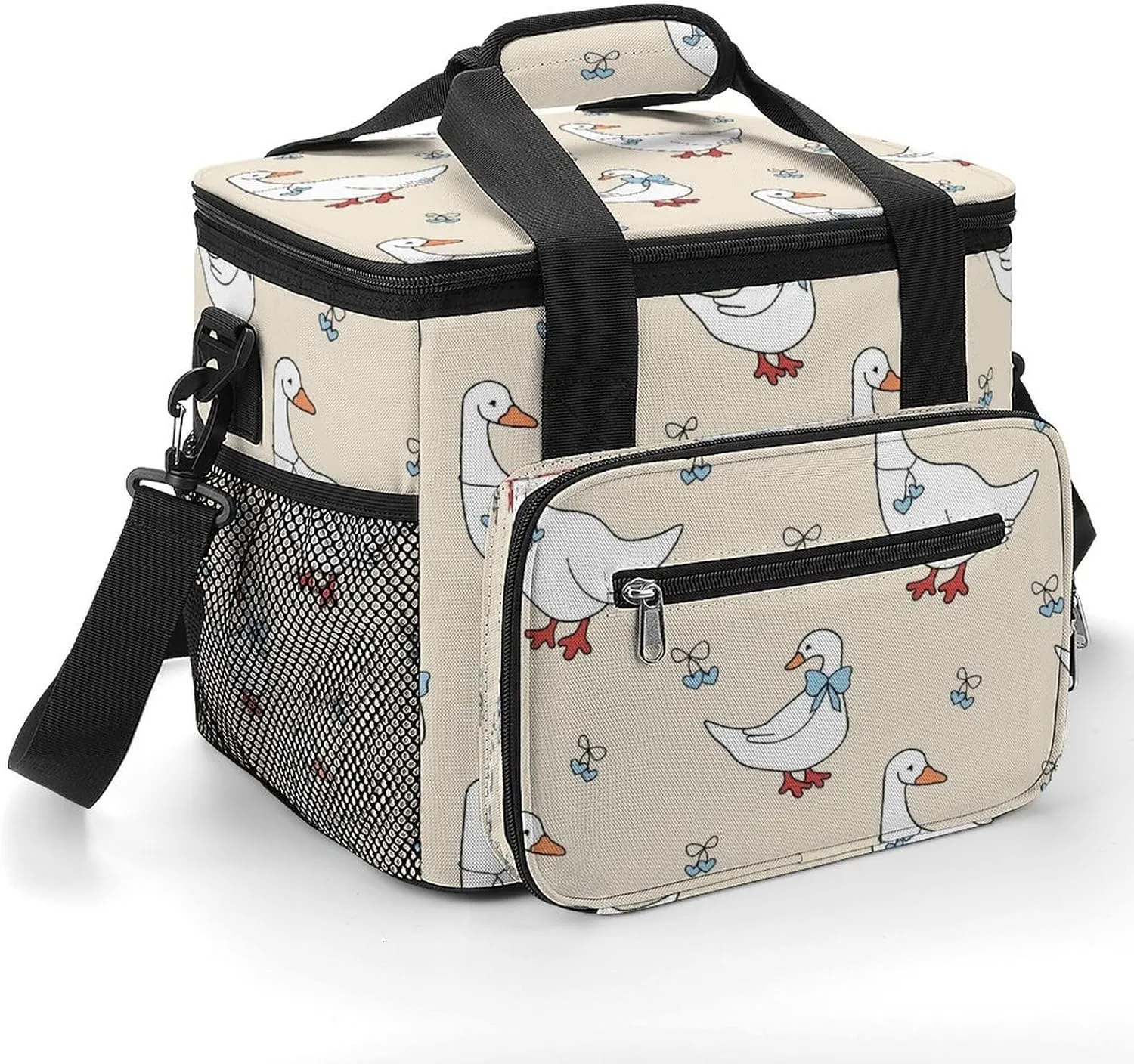 Cartoon Geese Pattern 22.5L Insulated Camping Coolers Bag Large Leakproof Ice Chest for Beach Travel Picnic