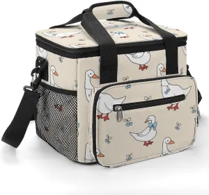 Cartoon Geese Pattern 22.5L Insulated Camping Coolers Bag Large Leakproof Ice Chest for Beach Travel Picnic