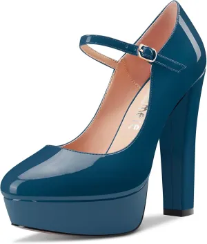 Castamere Women Chunky Block High Platform Heel Round Toe Ankle Strap Mary Jane Buckle Wedding Dress Shoes