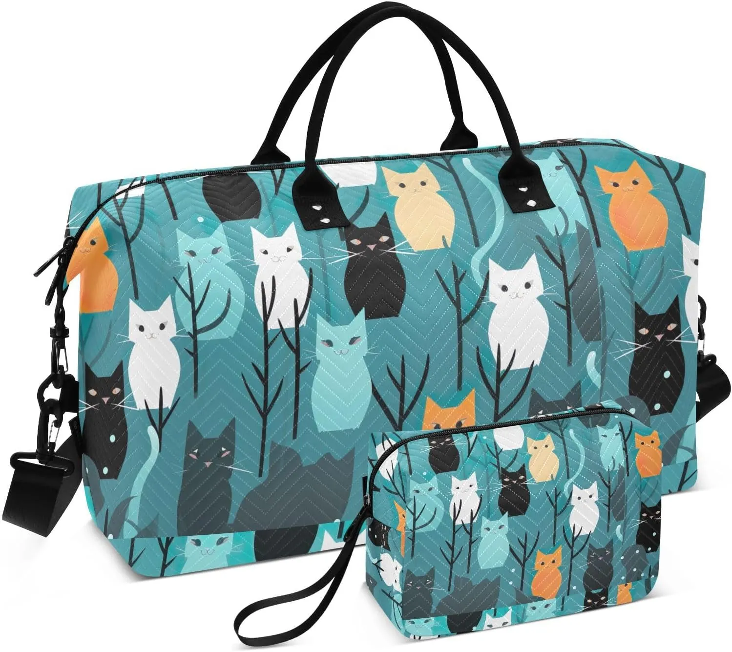 Cat Woods Travel Duffel Bag with Toiletry Bag Weekender Bag for Carry on Sports Gym Bag for Yoga Sports Gym
