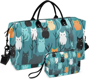 Cat Woods Travel Duffel Bag with Toiletry Bag Weekender Bag for Carry on Sports Gym Bag for Yoga Sports Gym