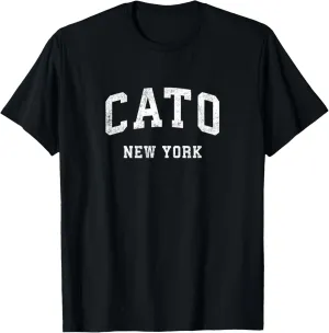 Cato New York NY Vintage Athletic Sports Design T-Shirt