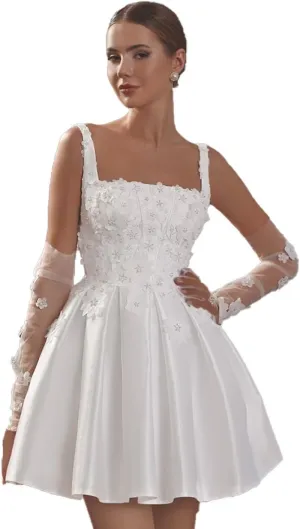 Chady Short Wedding Dresses for Bride 2025 Mini Lace Appliques Beach Bridal Gowns Boho Bridal Shower Dresses