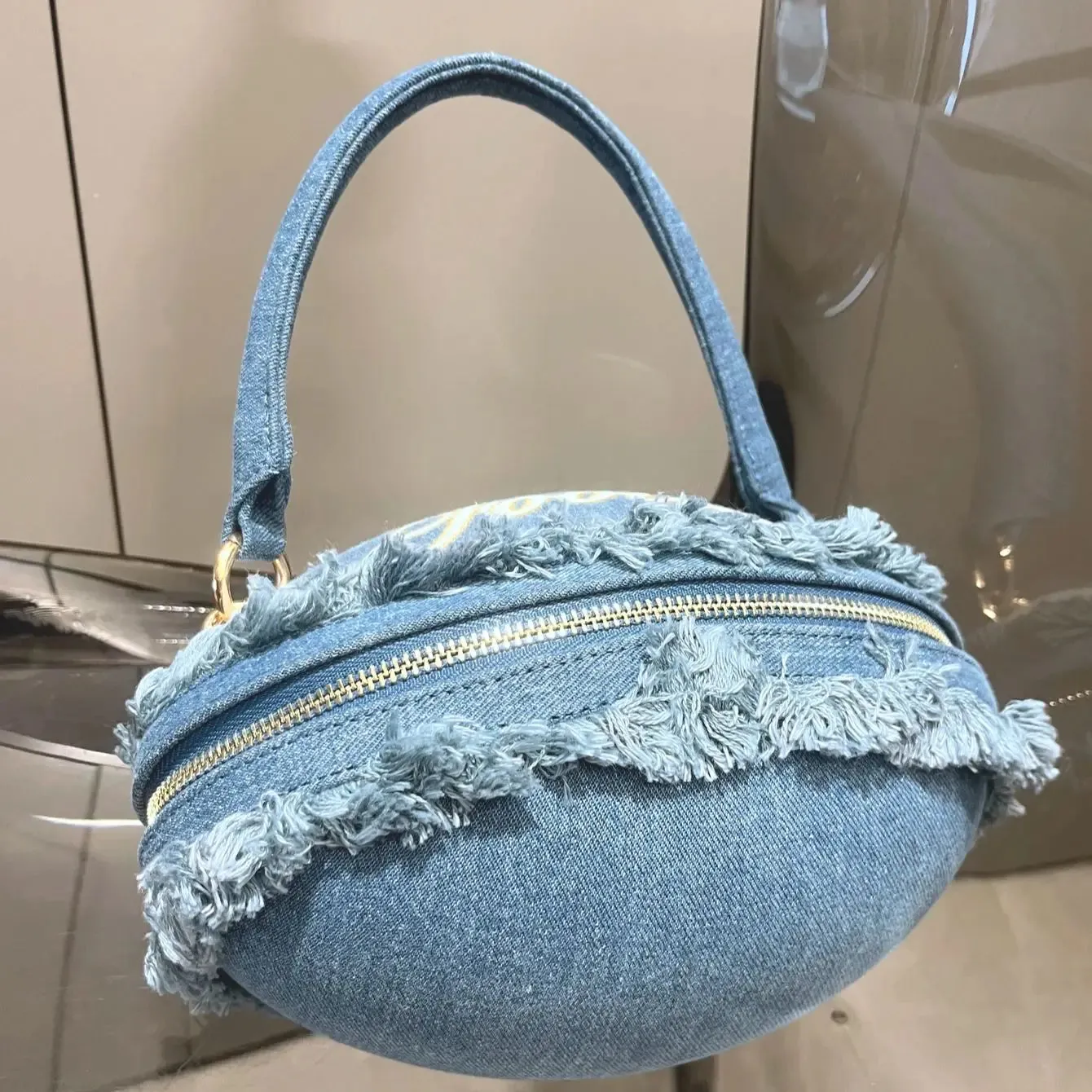 Charming Denim Football Clutch 🌟✨ | Luxe Designer Evening Purse for Women 🎉👛