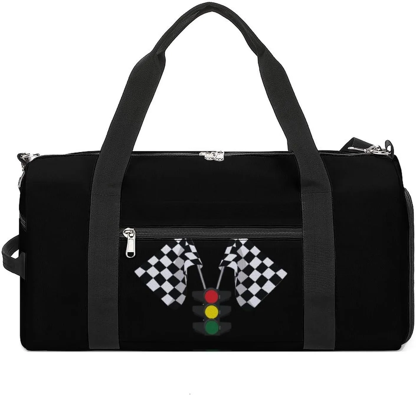 Checkered Flag Traffic Lights Travel Gym Bag Sport Workout Duffel Bags with Compartments And Side Pocket