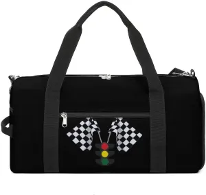 Checkered Flag Traffic Lights Travel Gym Bag Sport Workout Duffel Bags with Compartments And Side Pocket