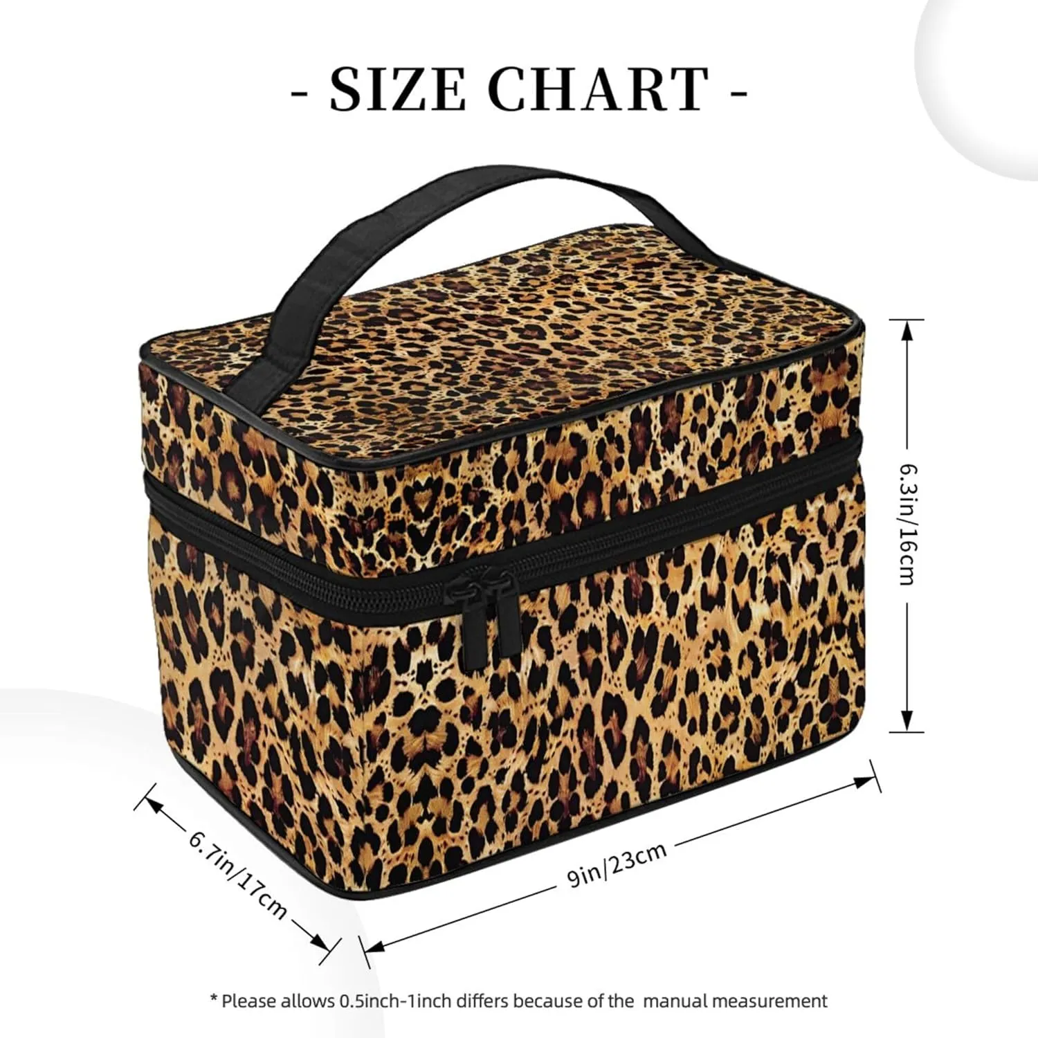 Cheetah Leopard Brown Print Travel Cosmetic Bag Tote Makeup, Large Capacity Toiletry Pouch With Handle Zipper for Women Men