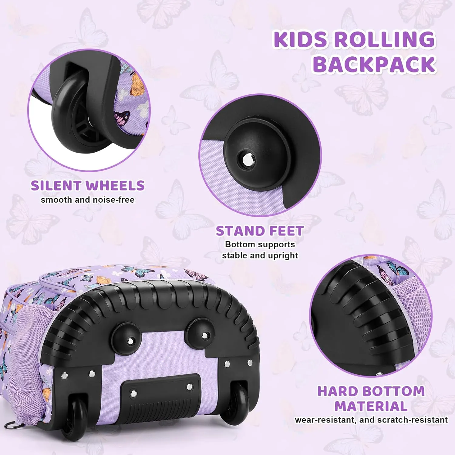 Choco Mocha Rolling Backpack Boys, 18 Inch Rolling Backpack for Elementary School Bookbag with Wheels, Roller Backpacks with Lunch Bag Set for Boys, Shark Gradient