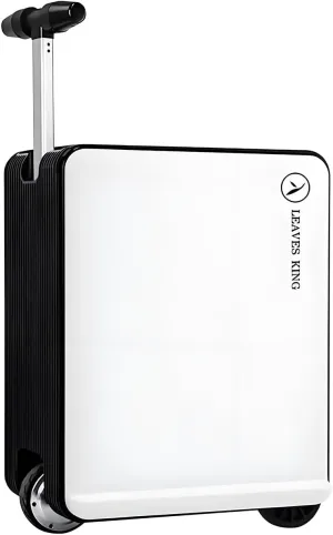CHSSIH Electric Suitcase/Luggage Scooter for Adults - Lightweight Rolling Suitcase with Laptop Compartment, Rideable, TSA & Airline Approved, 21 Inche (Silver)