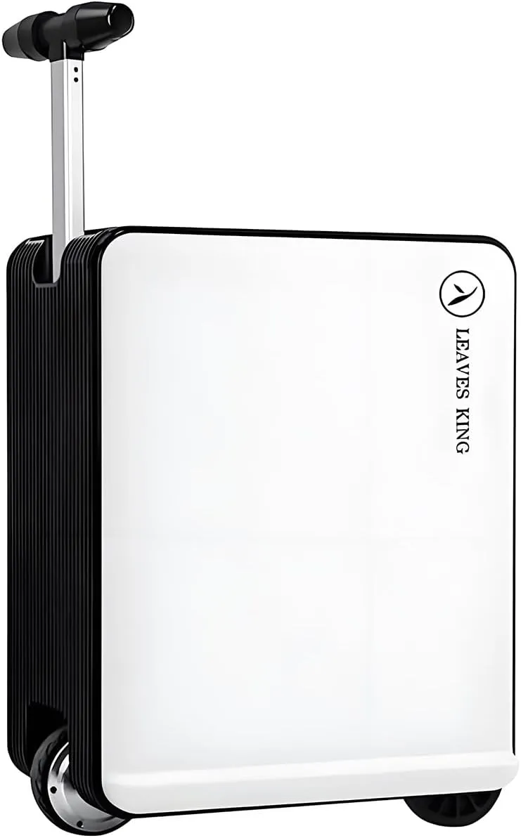CHSSIH Electric Suitcase/Luggage Scooter for Adults - Lightweight Rolling Suitcase with Laptop Compartment, Rideable, TSA & Airline Approved, 21 Inche (Silver)