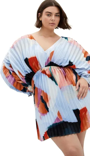 City Chic Women's Plus Size Dress-Henley Print Midi