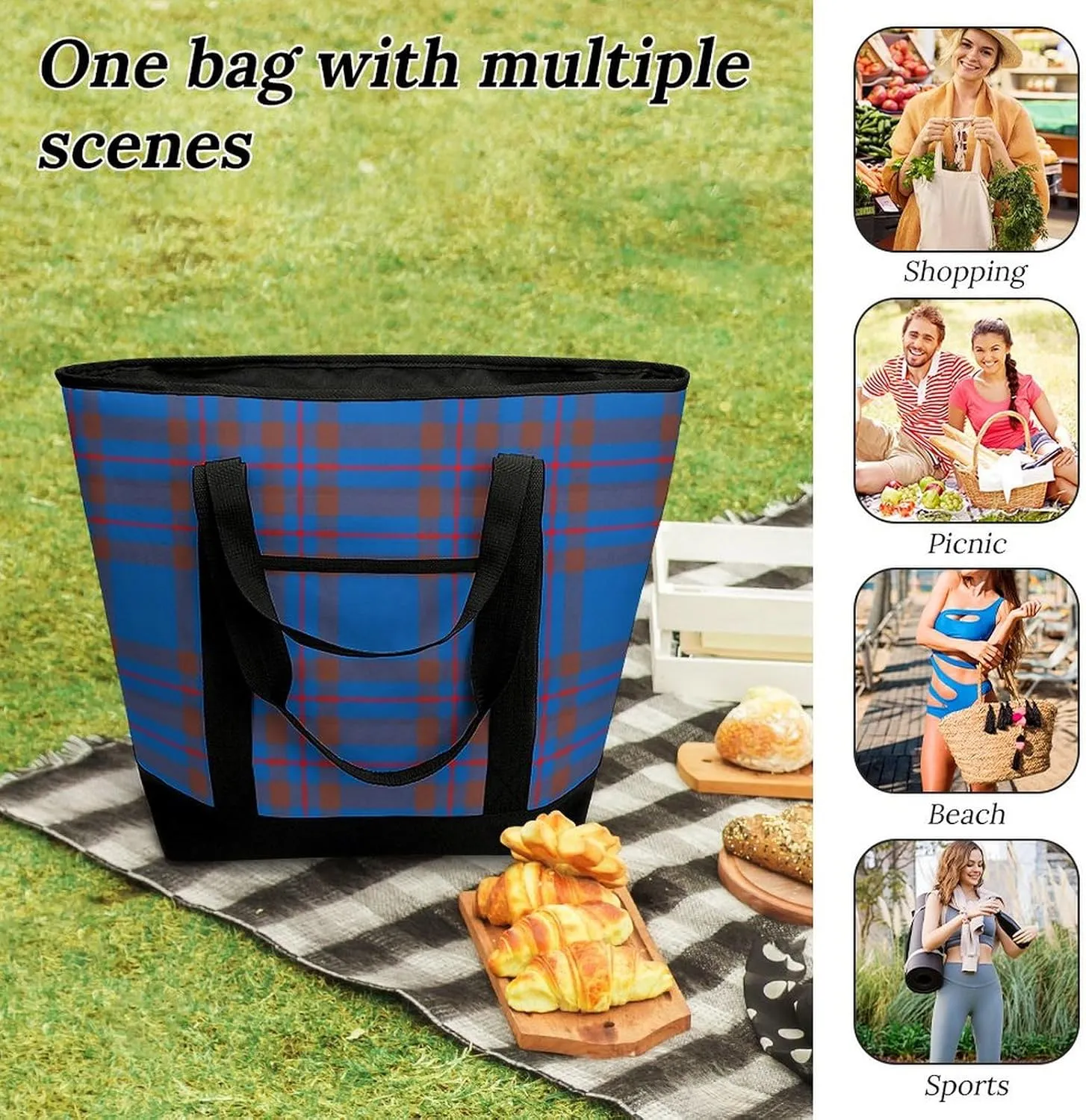 Clan Ferguson Tartan Fashionable Large Capacity Insulated Shopping Bag