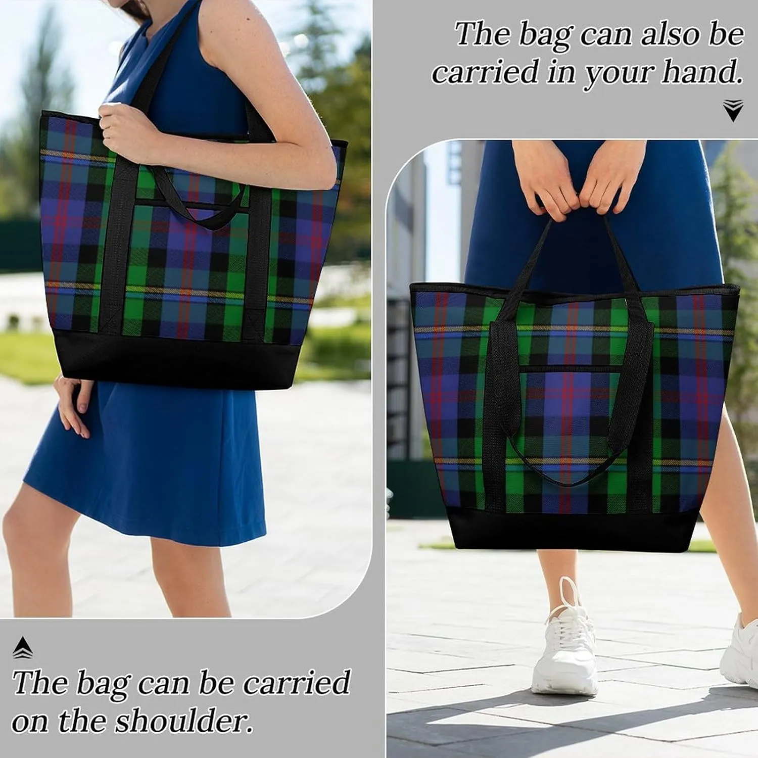 Clan Tartan Blue And Green Fashionable Large Capacity Insulated Shopping Bag