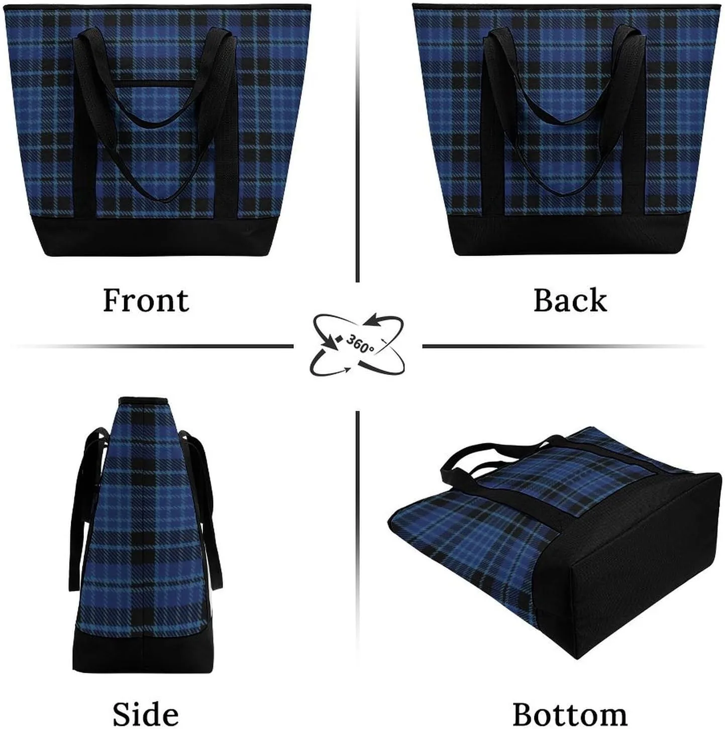 Clan Tartan Blue And Green Fashionable Large Capacity Insulated Shopping Bag