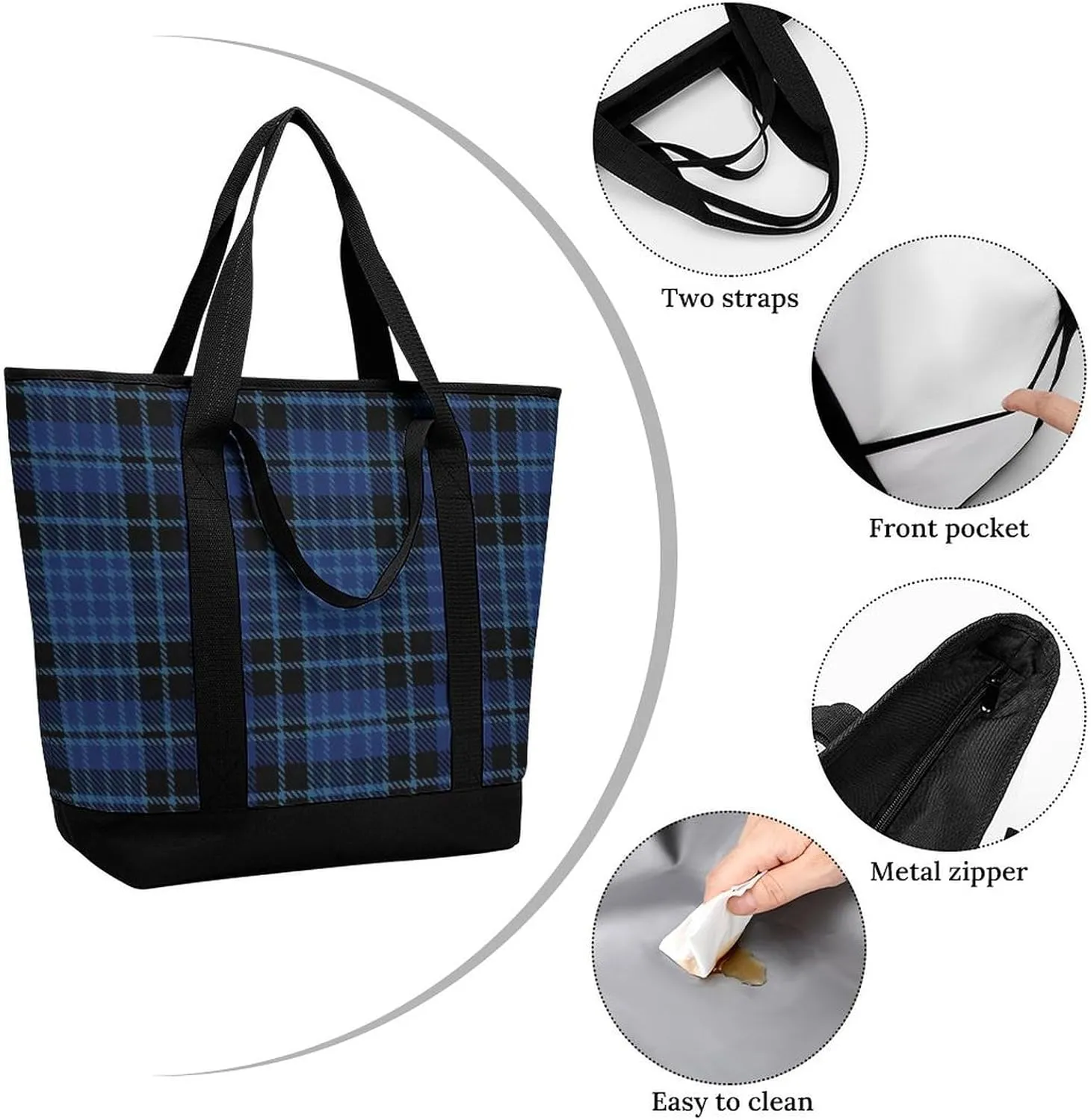 Clan Tartan Blue And Green Fashionable Large Capacity Insulated Shopping Bag