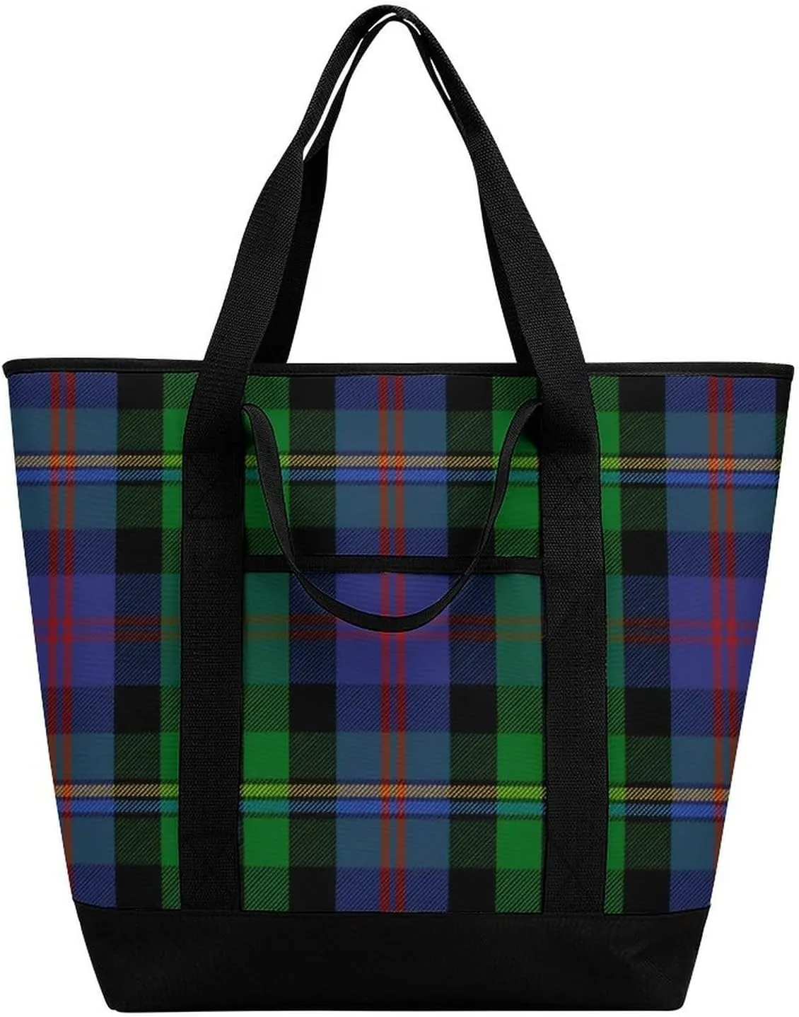 Clan Tartan Blue And Green Fashionable Large Capacity Insulated Shopping Bag