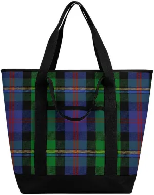 Clan Tartan Blue And Green Fashionable Large Capacity Insulated Shopping Bag