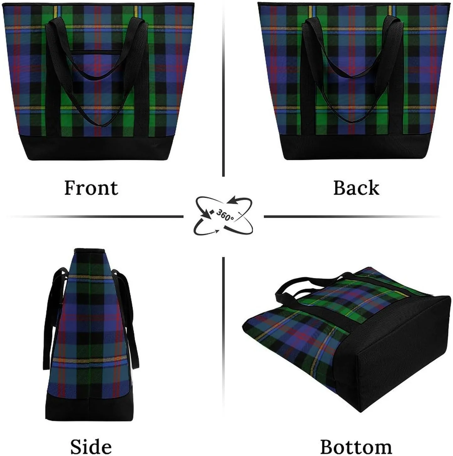Clan Tartan Blue And Green Fashionable Large Capacity Insulated Shopping Bag